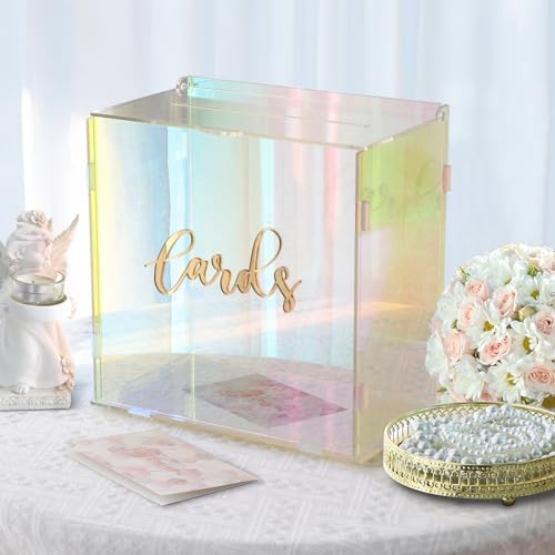 Acrylic Wedding Card Box with LED Lights, Colorful Gift Card Box for Party - Image 2