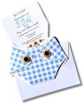 Kards by Kaylee Diaper Shape Baby Shower Invitations Sunflower Baby Q Blue Boy Gender Reveal (Blue Plaid) by KardsbyKaylee