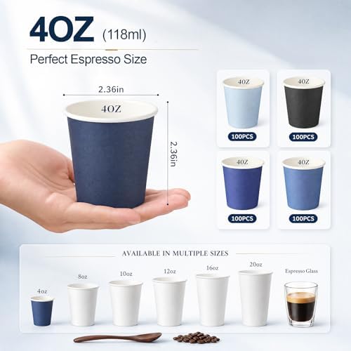 Roshtia 500 Pack 4 oz Paper Espresso Cups Elegant Dusty Blue Design, Small Disposable Cups for Espresso, Hot Tea, Baby Showers, Weddings, Parties, Picnics, Homes, Offices & Events - Image 2