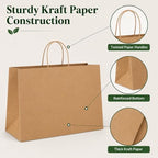 GSSUSA Brown Paper Bags with Handles, Large Gift Bags 16x6x12, 100 Pack - Image 4
