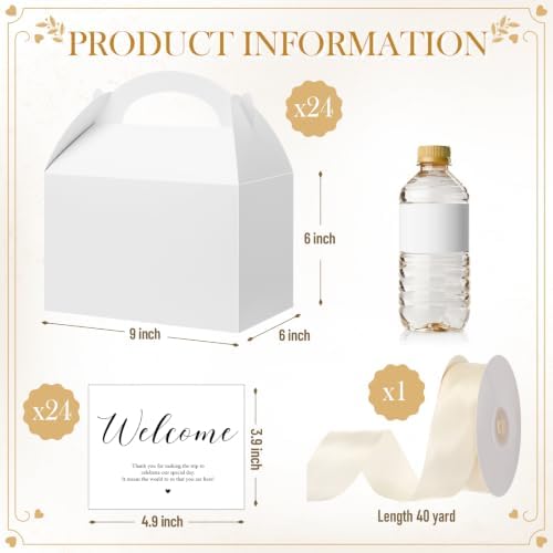 Maitys 24 Set Welcome Boxes for Wedding Guests 9x6x6 Gable Boxes, Beige - Image 2