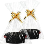 Empty Gift Basket Kit, 2-Pack Woven Storage Bin with Leather Handles Clear Cello Bags Pull Bows for Wrapping Presents Baby Shower Holiday by Unknown
