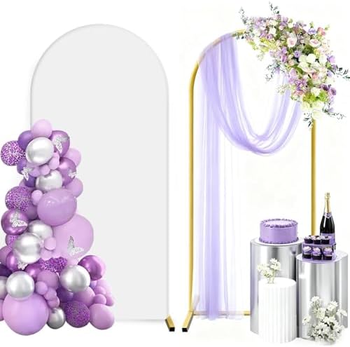 HEMMOTOP Metal Arch Backdrop Stand and Cover Set, White, 6ft by Hemmotop