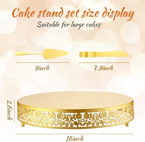 Wenqik 16 Inch Gold Cake Stand Set Metal Round Cupcake Dessert Stand - Image 2