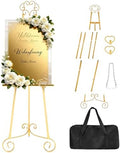 Gold Easel Stand for Sign,Heavy Duty Metal Adjustable Display Easel with Storage Bag,Perfect for Showcasing Pictures, Artwork, Picture Frame Wedding Sign Etc by bvkotent