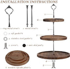 Wooden 3 Tier Cupcake Dessert Table Display Stand with Swing & Flower Decor - Image 3