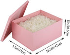 UoeRing 2Pcs Pink Extra Large gift box with lids 16.5×13×8 Inches gift boxes for presents,Birthday Box (include Ribbon, Paper Shred Filler Gift Card & Envelopes) - Image 2
