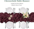 15 Pack Burgundy Cheesecloth Table Runner 9FT Rustic Sheer Table Runners 17x108 Inch Gauze Boho Runner for Wedding Bridal Baby Shower Birthday Party Table Decorations - Image 2