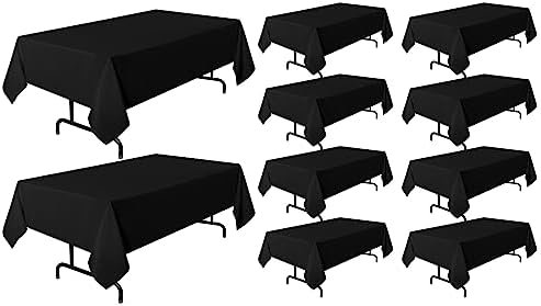 sancua 10 Pack Black Tablecloths 60x102 Inch for 8 Feet Rectangle Tables by sancua