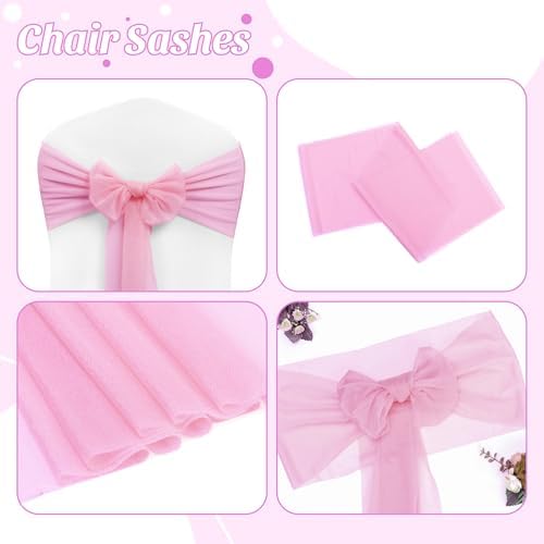 Pack of 200 Chiffon Chair Sashes for Wedding & Event Décor - Bubblegum Pink - Image 5