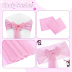 Pack of 75 Chiffon Chair Sashes for Wedding & Event Décor - Bubblegum Pink - Image 5