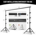 BEIYANG 10x10FT Backdrop Stand, Background Support Kit for Photography, 2 Adjustable Backdrop Supports, 4 Crossbars, 4 Clamps, and Carrying Bag for Photo Video Stutio, Parties Decoration - Image 4