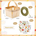 30 Pack Fruit Baskets Wood Small Picnic Berry Basket with Handle Mini Baskets for Gifts Sage Green Farmers Display Basket with Ribbon and Napkins for Camping (Fruit) - Image 2