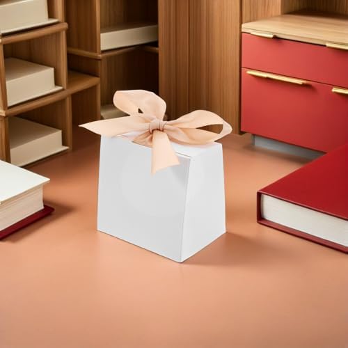 Mini White Favor Box 50 Sets Paper with Ribbon Xmas for Baby Shower Gifts - Image 5