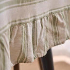 vctops Farmhouse Sage Green Stripe Ruffle Table Cloth, Boho Cotton Linen Tablecloth, Washable Table Cover for Rectangle Table Baby Shower Kitchen Party Wedding Decor (Green A,55"x118") - Image 5
