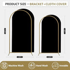 Arch Backdrop Stand and Cover Set, 3 Metal Balloon Arch Backdrop 7.2ft 6ft, Gold Arched Stand Frame for Wedding, Parties,Birthday, Backdrop Decorations (Black,7.2ft+6ft) - Image 2
