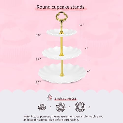 Pack of 11 NWK Cake Stand Set of Cupcake Stand, Tray & Table Cloth (Gold) - Image 2