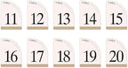Hanna Roberts Minimal Curved Wooden Table Number Sign with Wooden Base | For Wedding Reception, Restaurants, Rehearsal Dinner, Events and Party (Set of 10, 1-10) (Set of 10, 11-20, Pink) - Image 2