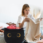 Cute Black Cat Round Basket - Cotton Rope Baskets Large Baby Laundry - Image 5