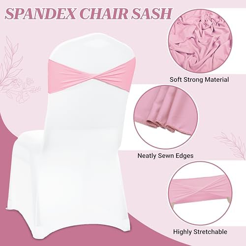 MDS Pack of 75 Spandex Chair Sashes Without Slider Buckles – Pink - Image 3