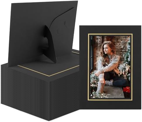Golden State Art, Paper Picture Frames, 4X6, Black Gold Lining, 50 Pack by GoldenStateArt