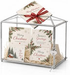 Wedding Glass Card Box with Slot and Lock, 10.2 x 6 x 8 Inch, Small Silver Geometric Cards Holder for Birthdays Party Reception, Wishing Well - Slot Length 6.3'' (Glass Box Only) by Unknown