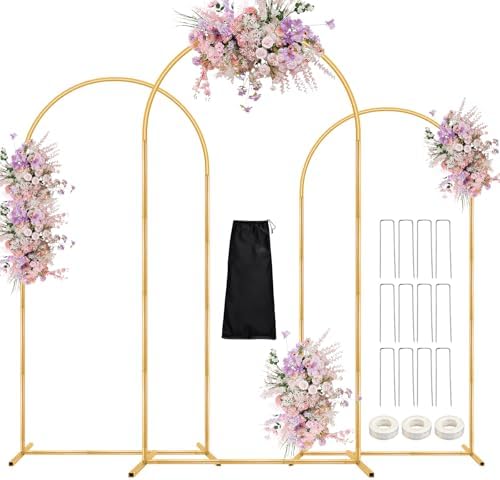 DEVISEFUN 7.2FT, 6.6FT, 6FT Arch Backdrop Stand with Base Set of 3 by DEVISEFUN