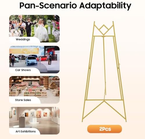 Gold Easel Stand for Sign, Adjustable Metal Standing Display Easel for Wedding Signs Painting Art Posters Pictures Welcome Signs Baby Shower (18.9 X 44.5 in) - Image 7