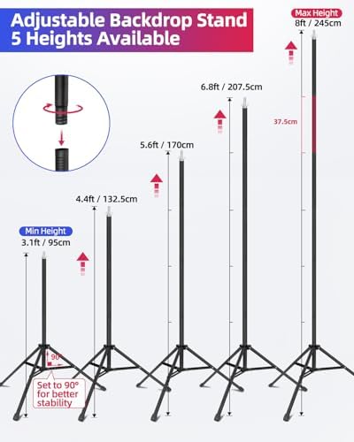 Backdrop Stand 10 x 8 Ft (WxH), 7 Widths Adjustable Background Stand - Image 3