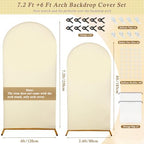 7.2FT, 6FT Beige Spandex Arch Backdrop Stand Covers Set of 2 - Image 7