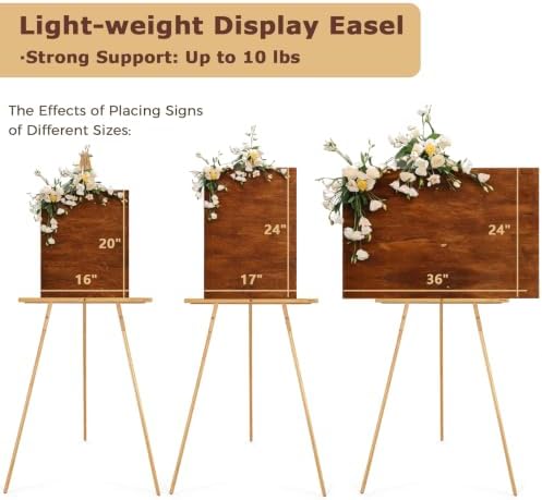 VISWIN Upgraded 63" Gold Wooden Easel Stand for Sign, Tripod Easel for Wedding Sign Stand, Welcome Board, Poster, Picture, Canvas Art Easel Floor with Tray for Display & Painting - Image 2