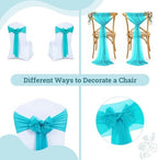 Pack of 125 Chiffon Chair Sashes for Wedding & Event Décor - Peacock Blue - Image 4