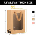 EUSOAR Kraft Clear Transparent Gift Bags - 50pcs, 7.8"x3.9"x11" with Handles and Transparent Window for Grocery, Business, Party, Wedding - Image 2