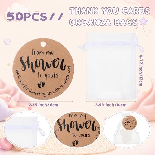 50 Sets Baby Shower Soap Favors for Guests Boy Girl Mini Handmade Scented Soaps with Thank You Tags and Organza Bags for Shower Gender Reveal Party Favors (Oh Baby,White Bodysuit) - Image 3