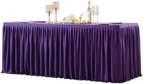 1 Pack Purple Rectangle Table Clothes for 8 Foot Tables, Polyester Wrinkle Free Fitted Tablecloths 8ft Stretch Table Cover with Skirt for Wedding, Birthday, Parties, Trade Show, Craft Show by PartyTalk