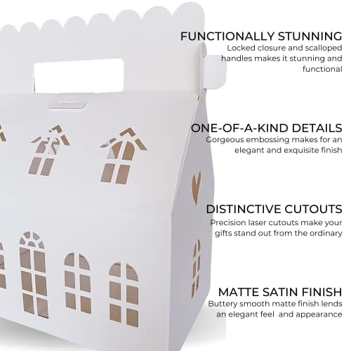 10 Pcs Large Mansion House Shaped Gift Boxes for Treats, Dessert, Fancy Cookie, White Gable Bakery Packaging - Image 2