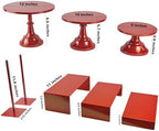 Set of 8 Red Cake Stands Donut Holder Round Metal Dessert Display Risers - Image 3