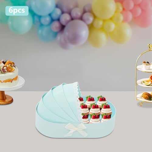 6 Pcs Flower Boxes, Cradle Baskets, Flower Arrangement Baskets, Cardboard Boxes for Wedding Celebrations, Shower Basket Gift Boxes, Cradle Gift Boxes (Blue) - Image 3