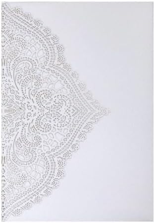 20Pcs Laser Cut Pocket Wedding Invitation Covers, 4.9×7 Inch Trifold Lace Floral Invitation Sleeves with Envelopes (White, 50 Pcs Blank) - Image 2