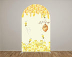 Cute Bee Baby Shower Arched Fabric Backdrop Covers Honeycomb Sweet Honey Arch Stand Cover for Birthday Party Decoration(Cover Only) - Image 3
