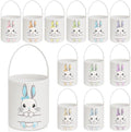 SATINIOR 12 Pack Easter Basket Bulk Easter Bunny Canvas Buckets with Handles Large Personalized Cute Rabbit Tote Bags for Hunt Party Favor Gifts(Lovely Color) by SATINIOR