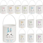 SATINIOR 12 Pack Easter Basket Bulk Easter Bunny Canvas Buckets with Handles Large Personalized Cute Rabbit Tote Bags for Hunt Party Favor Gifts(Lovely Color) by SATINIOR