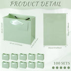 Zhanmai 4.7 x 2.4 x 3.9 Inch 100 Pcs Mini Gift Bags Bulk, Sage Green - Image 2