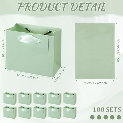 Zhanmai 4.7 x 2.4 x 3.9 Inch 100 Pcs Mini Gift Bags Bulk, Sage Green - Image 2