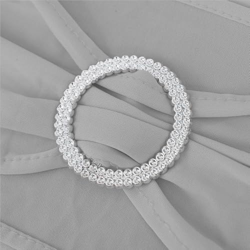 50 Pack Spandex Silver Grey Chair Sashes Bows Stretch Chair Bands with Buckles Universal Elastic Chairs Ties for Party Celebration Ceremony Events Wedding Decorations - Image 5