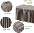 1 Pack Natural Rectangle Table Clothes for 6 Foot Tables, Polyester Wrinkle Free Fitted Tablecloths 6ft Stretch Table Cover with Skirt for Wedding, Birthday, Parties, Trade Show, Craft Show - Image 2