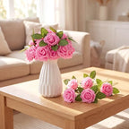 100 Pcs Artificial Rose Flowers, Bright Pink - Image 5