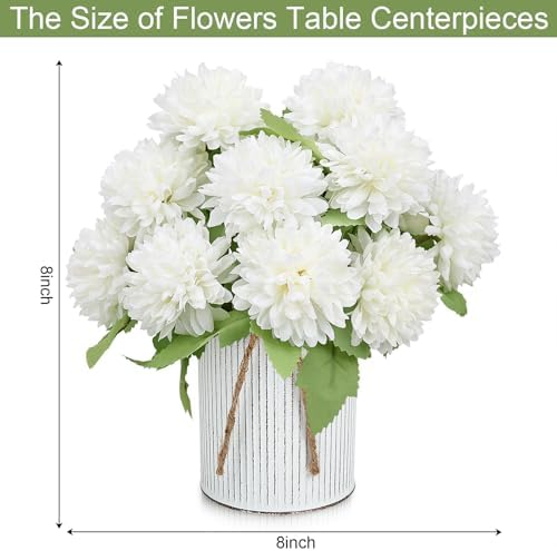 6 Set Pre-Made Flower Table Centerpieces - Ivory White - Image 2