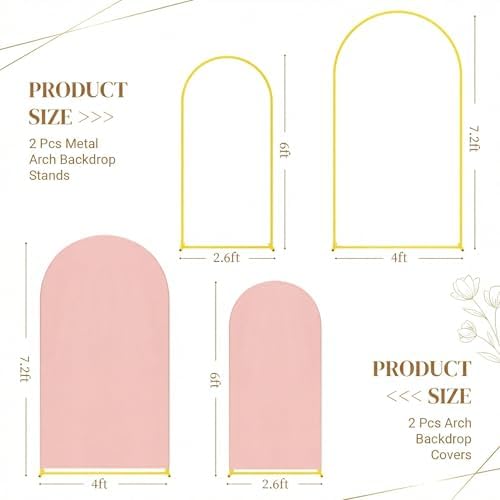 Toolterritary Metal Arch Backdrop Stand and Cover Set, 7.2FT, 6FT Party Backdrop, Easy to Assemble, Backdrop Stand for Parties, Birthday, Baby Shower - Image 2