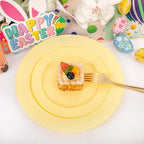 FLOWERCAT 60PCS Yellow Plates - Heavy Duty Yellow Plastic Plates Disposable 10.25inch & 7.5inch for Birthday Party/Wedding/Spring - Serve for 30 guests - Image 4